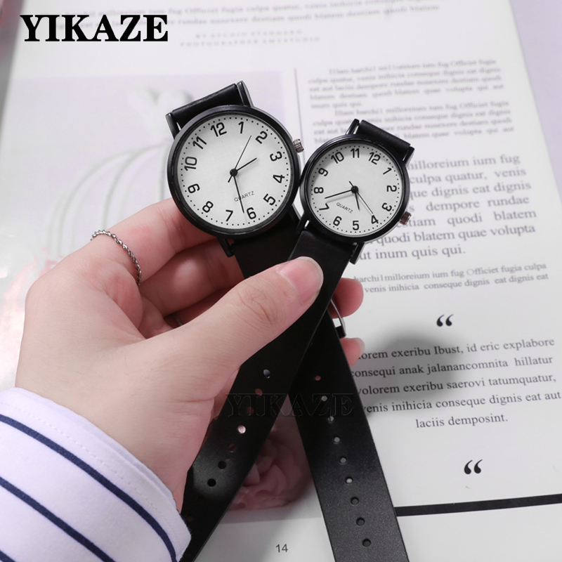 Silicone Band Women - YIKAZE Damen-Armbanduhr, schlicht, schwarz, weiß, Damen-Quarzuhr,