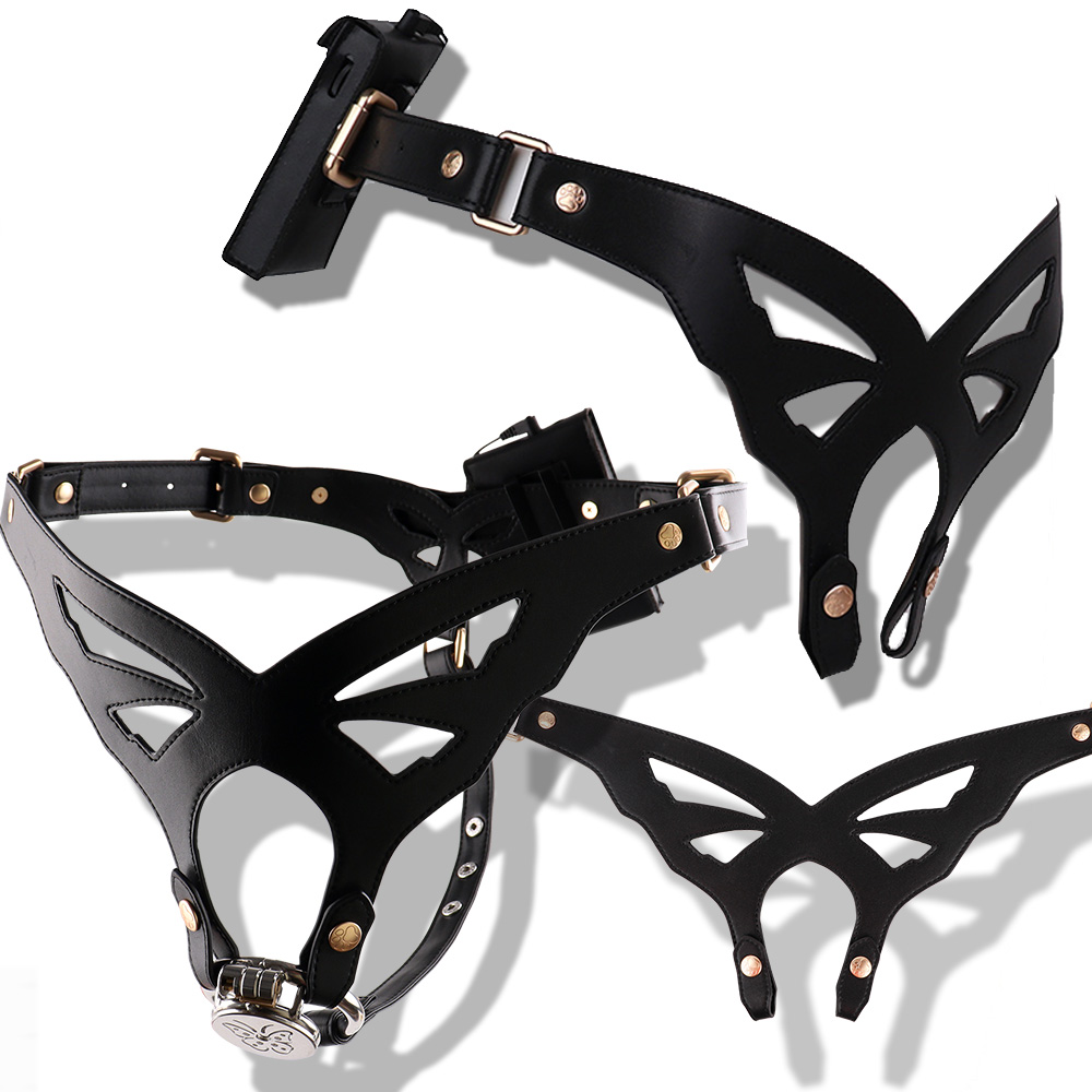 Leather Strap Quick Release - ANOSX Schnellverschluss Elektro-Keuschheitsgürtel für Männer Elektroschock-Harness
